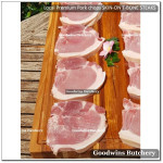 Pork CHOP SKIN ON T-BONE (with tenderloin) 3/4" 2cm frozen Local Premium (price/pack 700g 2pcs)